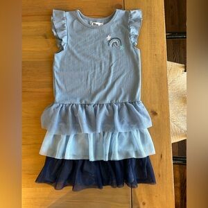 Epic Threads Blue Ruffle Tulle Dress with Rainbow Patch